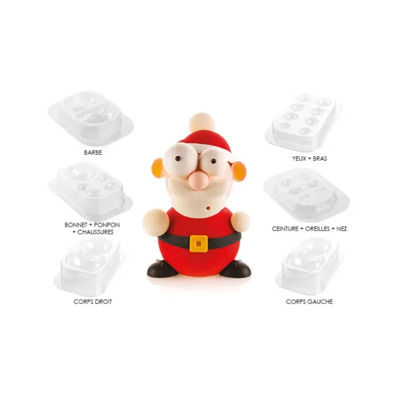 Kit Moules Chocolat Père Noël en PVC 18,8 cm x H 24,8 cm (x5) Silikomart Professional