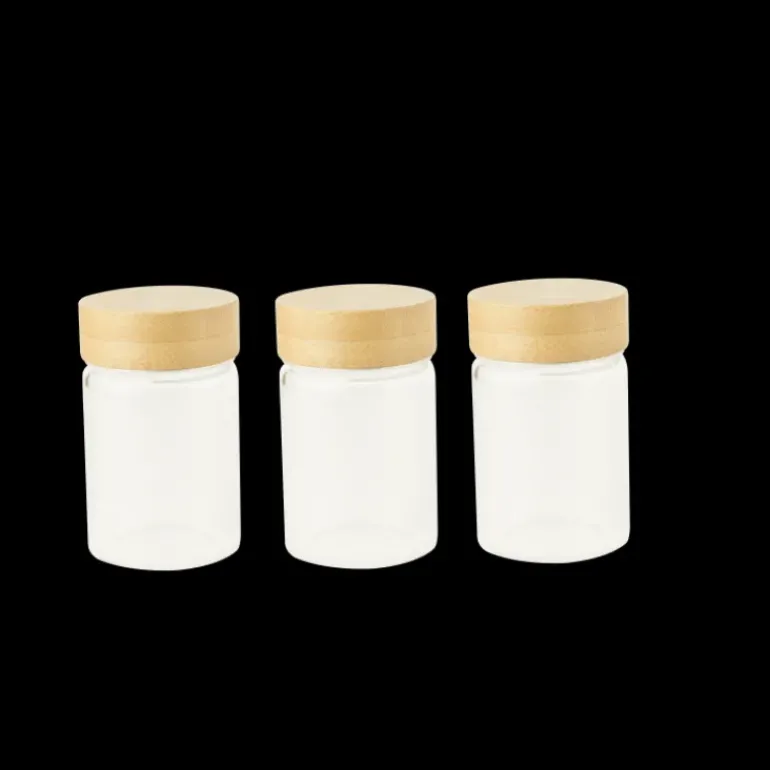 Lot 3 Pots en Verre et Bambou 75 ml Pebbly