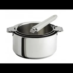 Lot de 3 Casseroles inox avec Poignée Blanche Mutine Amovible Cristel