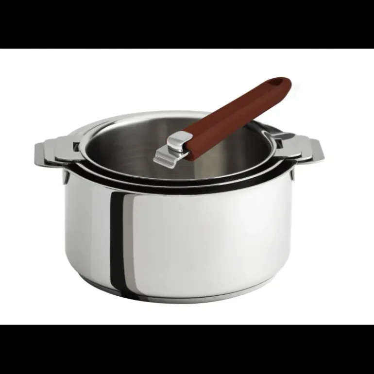 Lot de 3 Casseroles inox avec Poignée Framboise Mutine Amovible Cristel