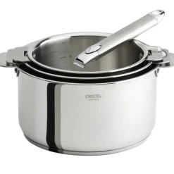 Lot de 3 Casseroles inox Casteline avec 1 Poignée Zénith Amovible Cristel