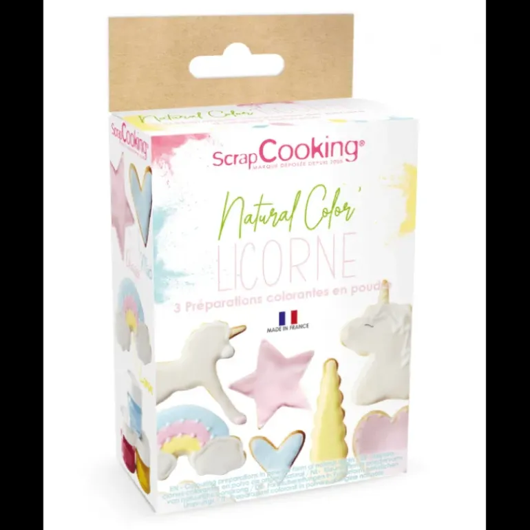 Lot de 3 Colorants Alimentaires d'Origine Naturelle Bleu, Rose, Jaune Scrapcooking