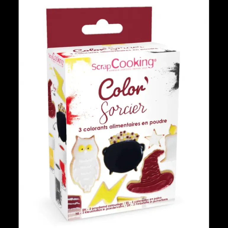 Lot de 3 Colorants Alimentaires d'Origine Naturelle Jaune, Rouge, Noir Scrapcooking