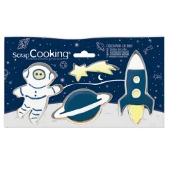Lot de 4 emporte-pièces inox thème espace ScrapCooking