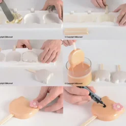 Moule à glace silicone Chat 8 empreintes avec bâtonnets SilikoMart