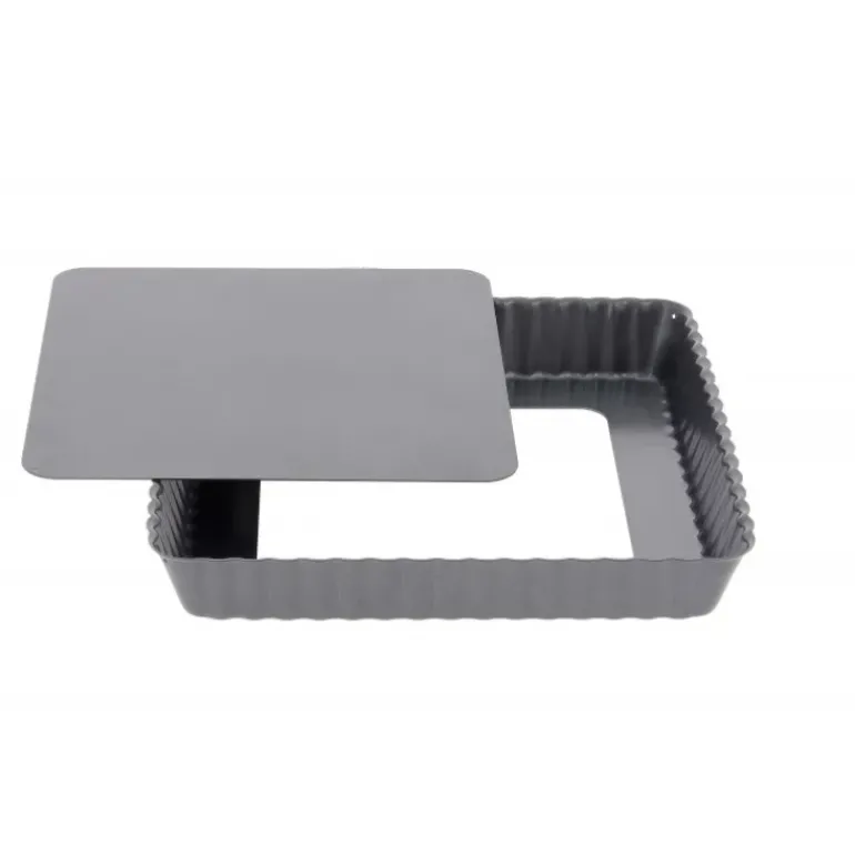 Moule Anti Adhésif Tarte Carrée Fond Amovible 18 cm x H 2,7 cm De Buyer