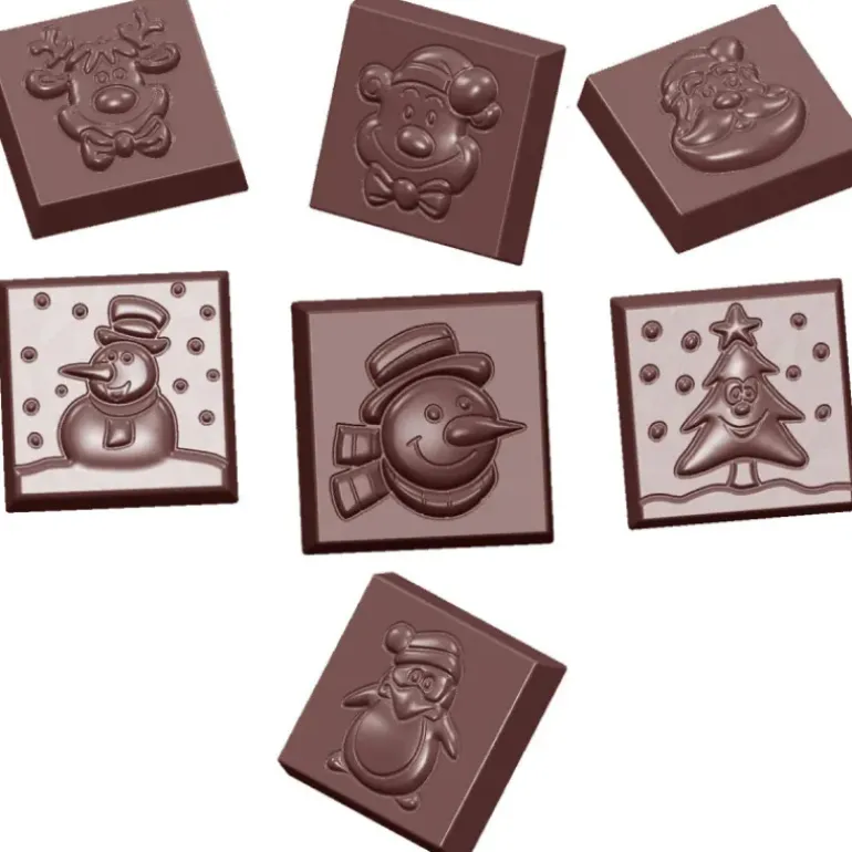 Moule Chocolat Carré Figurines de Noël (x21) Chocolate World