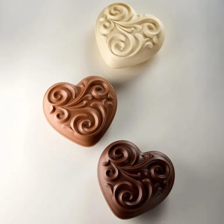 Moule Chocolat Cœur Baroque 15 cm x H 6,5 cm (x2) Pavoni
