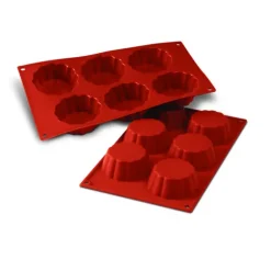 Moule Silicone 6 Brioches Cannelées 7,9 cm x H 3 cm Silikomart