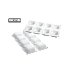 Moule Silicone 8 Carrés Bombés 6,1 x 6,1 cm 100ml SilikoMart Professional