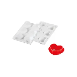 Moule Silicone 6 Coeurs Origami 82,6 x 74 x h35 mm 110ml SilikoMart Professional