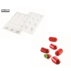 Moule Silicone 12 Minis Ovales Bombés 5,8 x 2,9 cm 30ml SilikoMart Professional