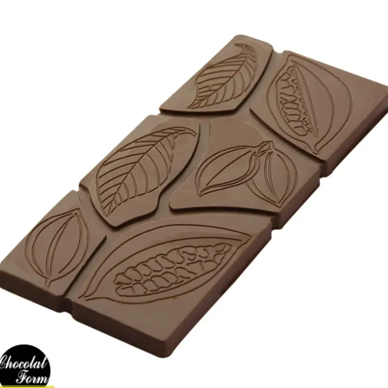 Moule Tablette Chocolat Feuilles et Fèves 11,8 x 5 cm (x6) Chocolat Form