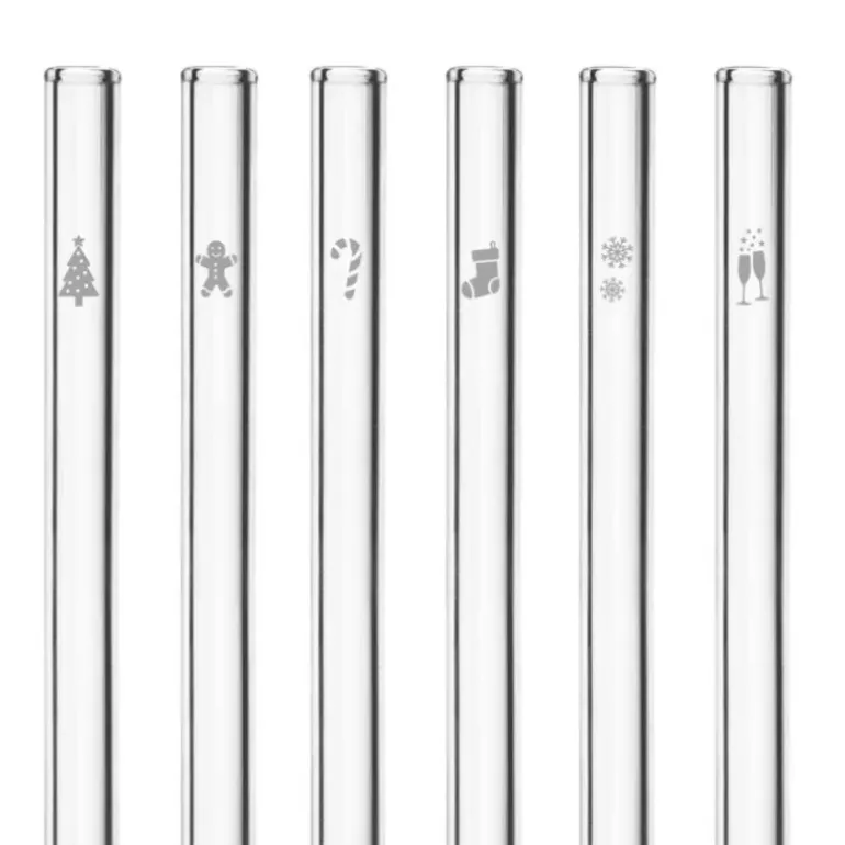 Paille Réutilisable en Verre Noël 20cm droite x6 HALM