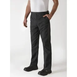 Pantalon de Cuisine Mixte Rayé Noir/Blanc TIMEO T.42 Robur
