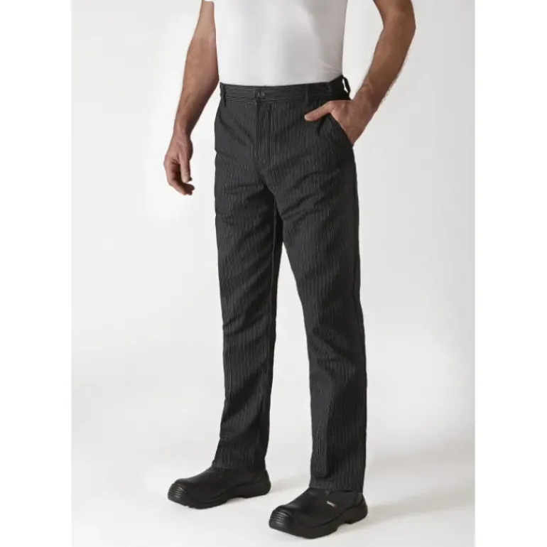 Pantalon de Cuisine Mixte Rayé Noir/Blanc TIMEO T.42 Robur