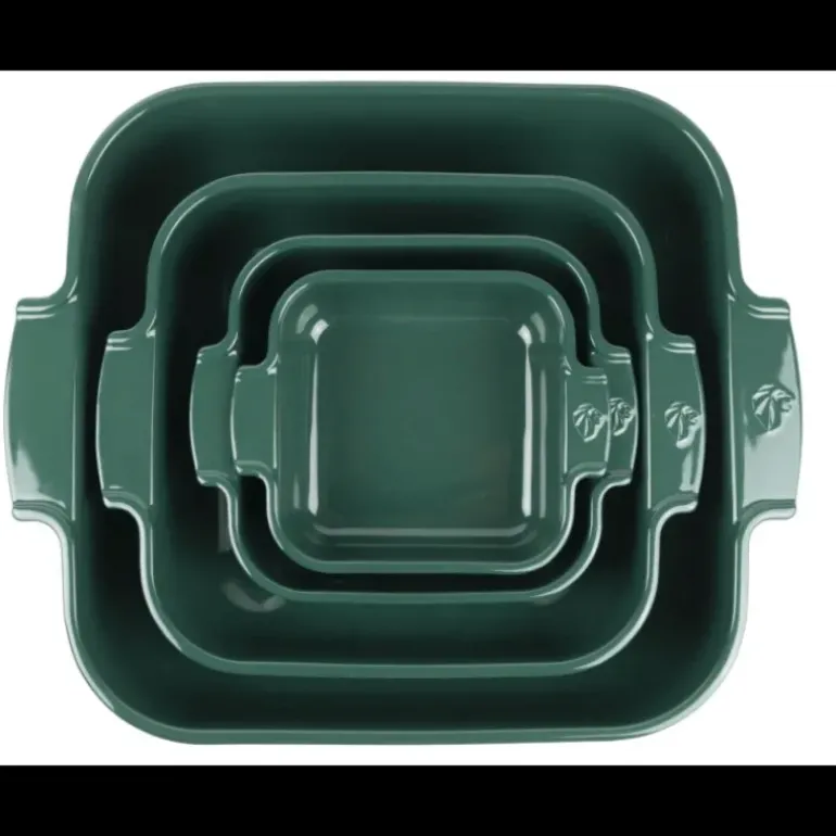 Plat à Four Carré en Céramique Appolia 36 cm Vert Forêt Peugeot