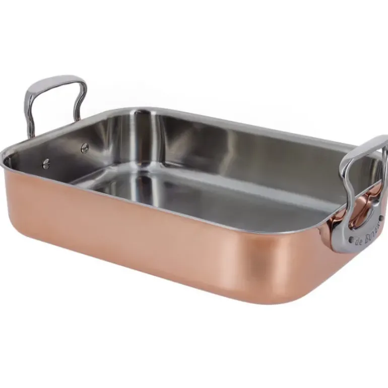 Plat à rôtir pro Inocuivre rectangulaire 35 x 25 cm Cuivre Inox De Buyer