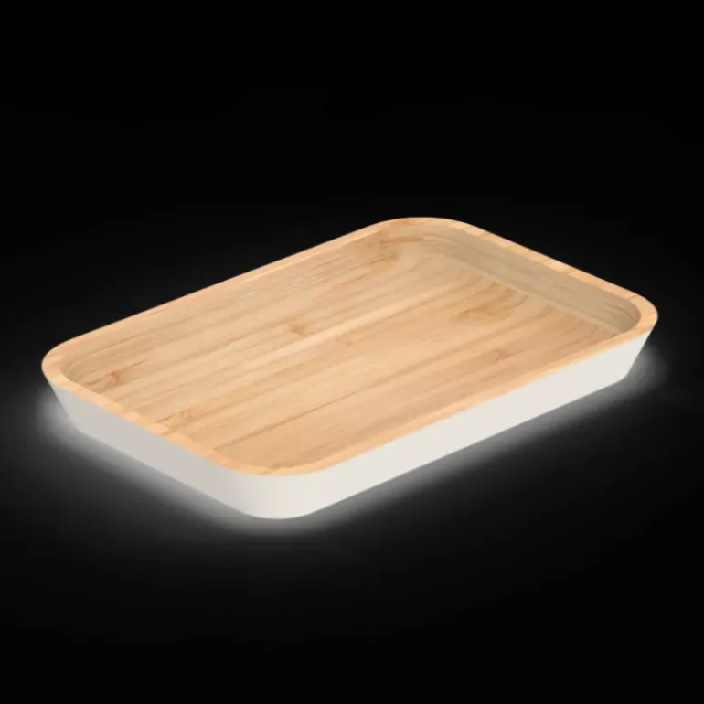 Plateau de Service en Bambou Crème 22 x 15 cm Pebbly