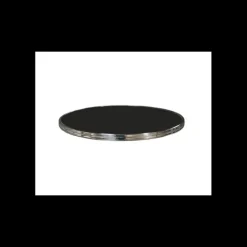 Plateau de Table Ø60 cm Noir Cerclage Inox Cerclé Topalit