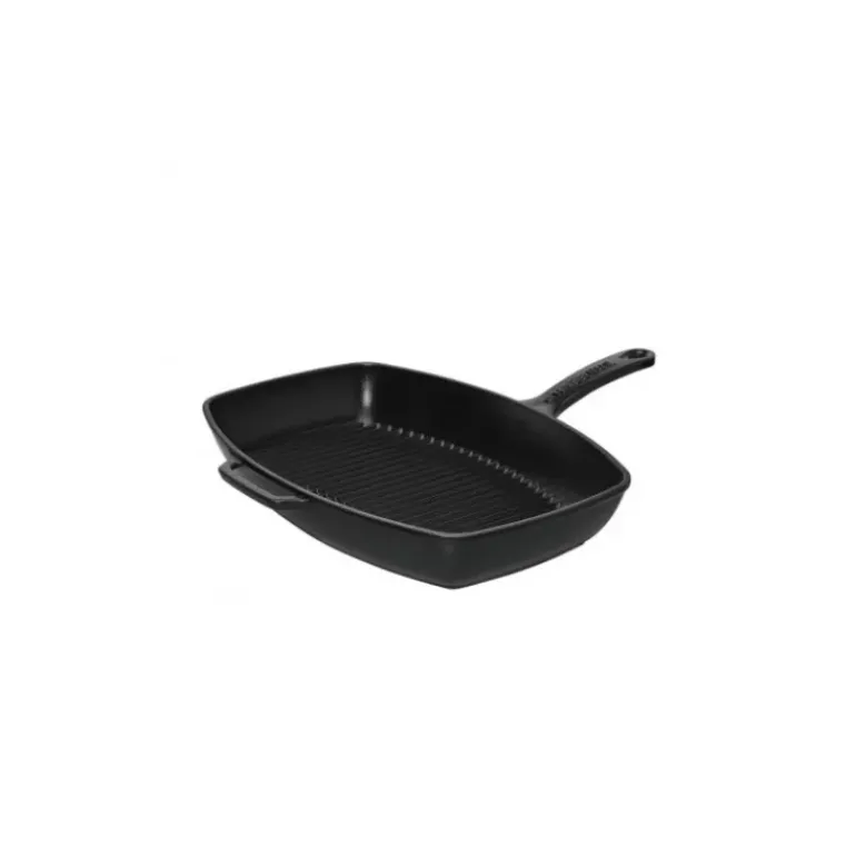 Poêle-gril en Fonte rectangulaire 28 x 24 cm Noir Mat Chasseur