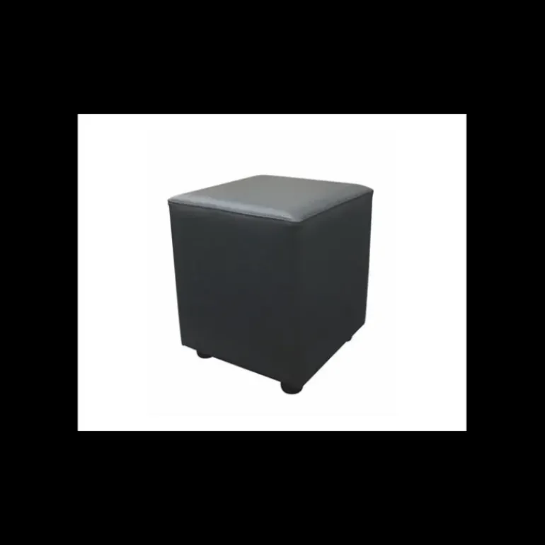 Pouf Carré en Simili Cuir Noir Lisbonne 2imahl
