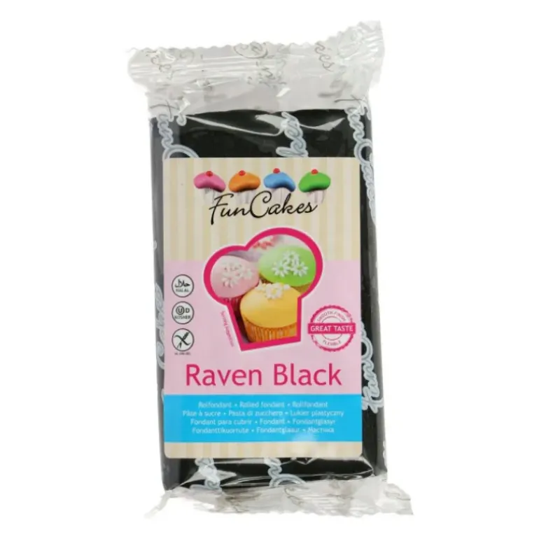 Pâte à Sucre Noir Corbeau 250g Funcakes