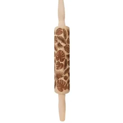 Rouleau Pâtisserie Motif Feuilles Tropicales 39 cm Bois Scrapcooking