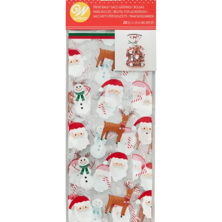 Sachet Bonbon Esprit de Noël 11 x 23,5 cm avec Attaches Sachet Wilton (x20)
