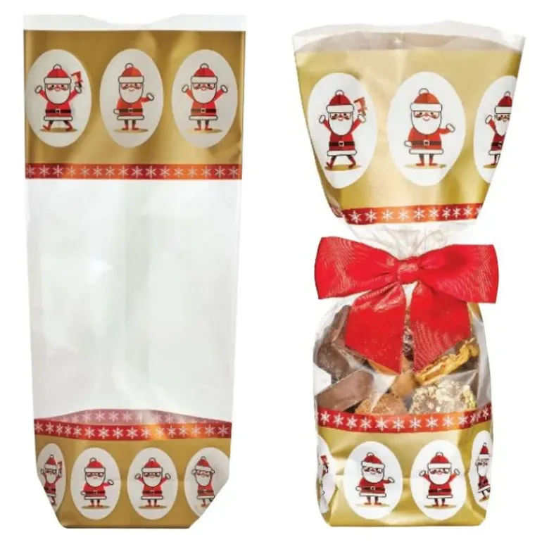 Sachet Confiserie Doré 14x30,5cm Père-Noël (x100)