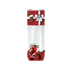Sachet Confiserie Père Noël 10x22cm (x100) - Fond Cartonné