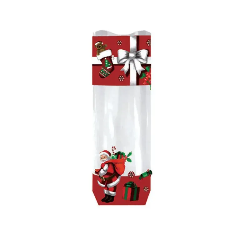 Sachet Confiserie Père Noël 10x22cm (x100) - Fond Cartonné