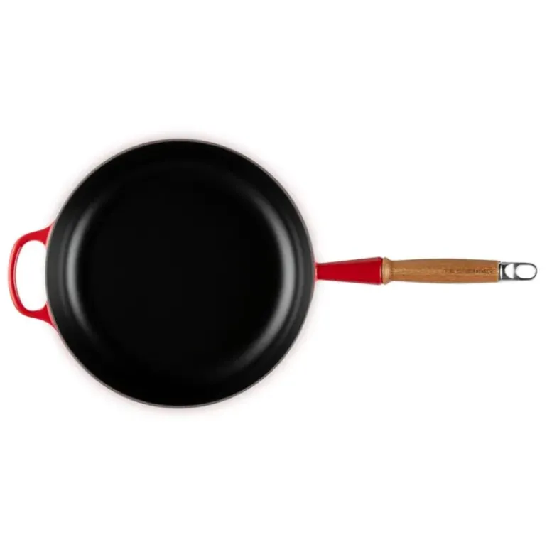Sauteuse en Fonte 28 cm Cerise avec Manche en Bois Le Creuset Signature