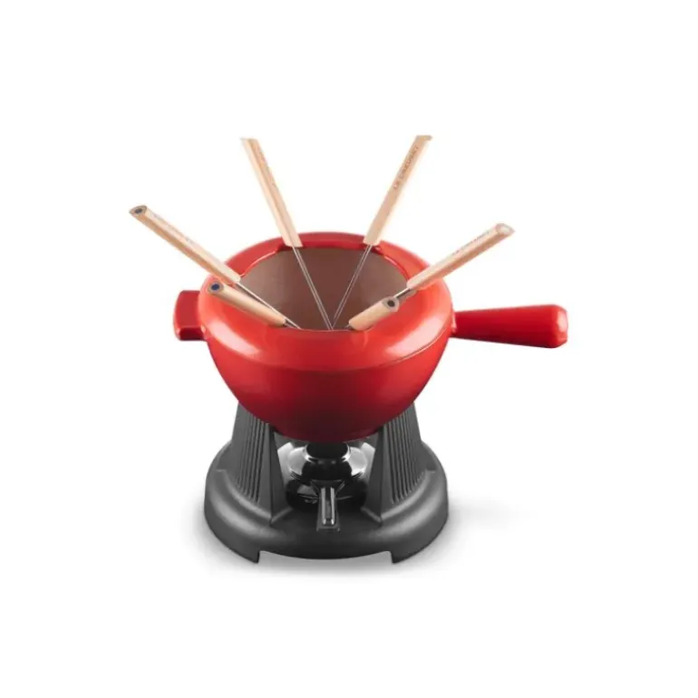 Service à fondue manche fonte Cerise (rouge) Le Creuset
