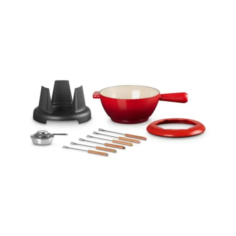 Service à fondue manche fonte Cerise (rouge) Le Creuset