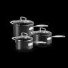 Set 3 Pièces Casseroles Les Forgées avec Couvercle en Verre Le Creuset