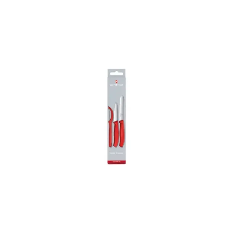 Set Couteau d'Office, Couteau à Tomate et Epluche Légumes Rouge Swiss Classic Victorinox