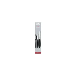Set Couteau d'Office, Couteau à Tomate et Epluche Légumes Noir Swiss Classic Victorinox