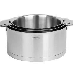 Série de 3 Casseroles + Poignée Zenith Amovible Inox Cristel