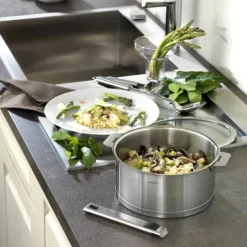 Série de 3 Casseroles + Poignée Zenith Amovible Inox Cristel