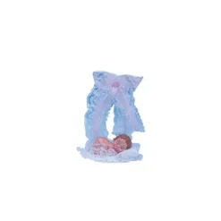 Sujet bapteme Fille Lit Rose 14 cm