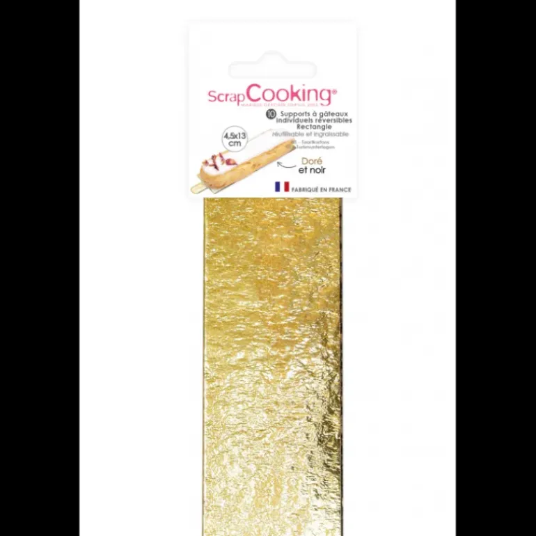 Supports Gâteau Or et Noir Rectangle 4,5 x 13 cm (x10) Scrapcooking
