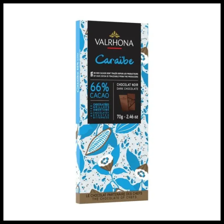 Tablette de Chocolat Noir Caraïbe 66% 70 g Valrhona
