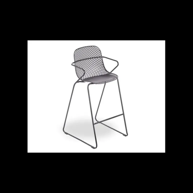 Tabouret en Acier avec Assise Résine Gris Pavement Ramatuelle 73’ Grosfillex