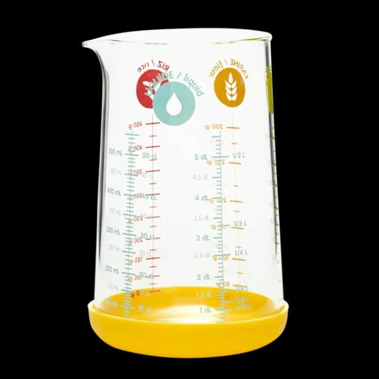 Verre Doseur en Verre et Silicone 500 ml Jaune Pebbly