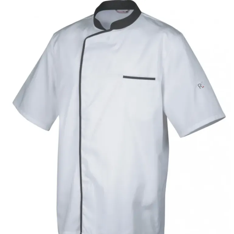 Veste de Cuisine Mixte Blanche/Parement Gris ENERGY T.4 Robur